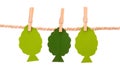 Paper trees hanging on a rope clothesline