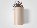 Paper Tube Coffee Package Mockup 3D Rendering on Isolated Background