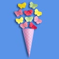 Paper waffle cone with butterflies