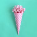 Paper waffle cone with flowers