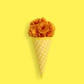 Paper waffle cone with flowers