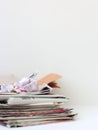 Stack of paper waste on white background Royalty Free Stock Photo