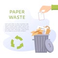 Paper waste vector illustration. Office and home stuff - sheets, newspaper, package, cardboard box, envelope. Royalty Free Stock Photo