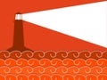 Paper waves and lighthouse. Seascape. Vector Royalty Free Stock Photo