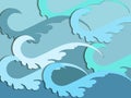 Paper waves with shadow. Sea waves. Vector