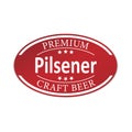 Red premium pilsener ceaft beer paper web lable badge isolated