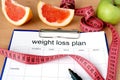 Paper with weight loss plan Royalty Free Stock Photo