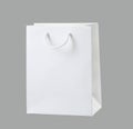Paper white bag isolated on grey background Royalty Free Stock Photo