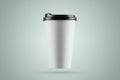 Paper white coffee cup isolated on a blue background. mockup, layout, copy space Royalty Free Stock Photo