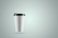 Paper white coffee cup isolated on a blue background. mockup, layout, copy space Royalty Free Stock Photo