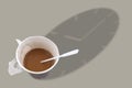 Paper white cup of coffee and time shadow Royalty Free Stock Photo