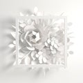 Paper whitel flowers background. Valentine`s day, Easter, Mother`s day, wedding greeting card. 3d render digital spring or summe