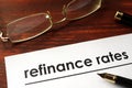 Paper with words refinance rates.