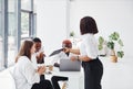 Paper work. Group of african american business people have job in office together Royalty Free Stock Photo