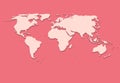 Paper World Map on Pink Background Vector