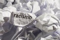 Paper written racismo, portuguese and spanish word for racism. C Royalty Free Stock Photo