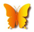 Paper yellow butterfly with vector shadow