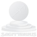 Paper Zodiac sign. Sagittarius - Astrological and Horoscope symbol on pedestal Royalty Free Stock Photo