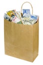 Paperbag of world currencies Royalty Free Stock Photo