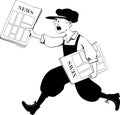 Paperboy running with a paper, EPS 8 vector, no white objects Royalty Free Stock Photo