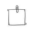 Paperclip with blank white notepaper handdrawn doodle style