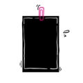 Paperclip with blank white notepaper handdrawn doodle style vector