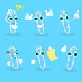 Paperclip Cartoon Character Set Collection Happy