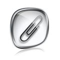 Paperclip icon grey glass.