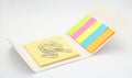 Paperclips with colorful notepads. Necessary equipment for office and school Royalty Free Stock Photo