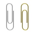 Paperclips silver and gold, isolated, cutout, on white background. 3d illustration. Royalty Free Stock Photo