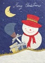 Papercraft merry christmas snowman