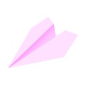 Papercraft pink paper plane illustration in vector. with gradients. isolated