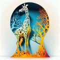 Papercut art of a giraffe