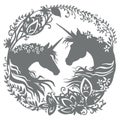 Papercut and cricut unicorn template vector illustration 5