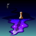 Papercut design, chess pawn`s a dream, traveling and ideal, vector illustrator