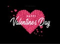 Papercut pink heart on black background with Happy Valentine Day text, Happy Valentine`s day template, Valentine, Holiday decorati