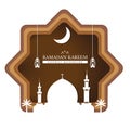 Papercut Ramadan kareen islamic Brown Background