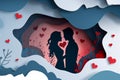 papercut style of valentine day poster