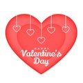 Happy Valentines Day card with hanging hearts. Vector Illustration. Royalty Free Stock Photo