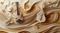 Abstract Paper Art with Violins, Music Notes, and Flowing Waves Royalty Free Stock Photo