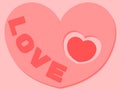 Happy Valentine`s day heart cut out of soft pink paper. Vector symbol background design in shape of heart with text Love.