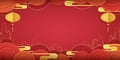 Chinese New Year festive background with paper graphic craft art of lantern and oriental elements