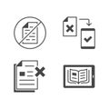 Paperless flat glyph icons. Vector illustration included icon as less paperwork, digital office, bureaucracy silhouette Royalty Free Stock Photo