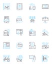 Paperless payments linear icons set. Electronic, Digital, Online, Instant, Secure, Convenient, Mobile line vector and