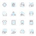 Paperless payments linear icons set. Electronic, Digital, Online, Instant, Secure, Convenient, Mobile line vector and