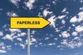 paperless traffic sign on blue sky Royalty Free Stock Photo