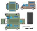 PaperModel cut and glue of Caravan Car
