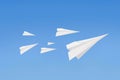 Paperplanes flying Royalty Free Stock Photo