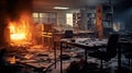 papers blurred fire damage interior Royalty Free Stock Photo