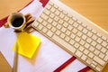 Papers on a desk with cup of coffee Royalty Free Stock Photo